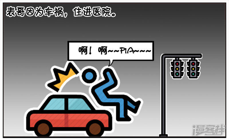 子阳简笔画漫画 子阳的表哥因为车祸,住进医院 - 漫